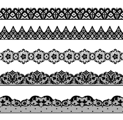 Black Lace Seamless Borders Set Vector 01 Free Download