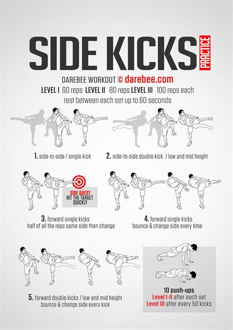 Side Kicks Practice Kickboxing Workout Taekwondo Training Martial