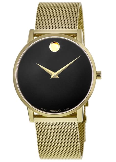 Movado Museum Classic Black Dial Yellow Gold Pvd Stainless Steel Mens