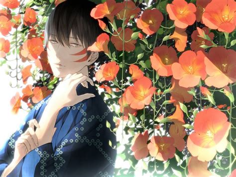 Anime Flower Boy Face Kimono Wallpaper 1440x1080