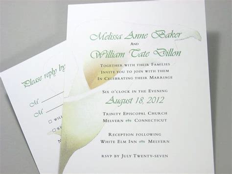 Wedding Invitation Calla Lily Flower Custom Traditional Classic