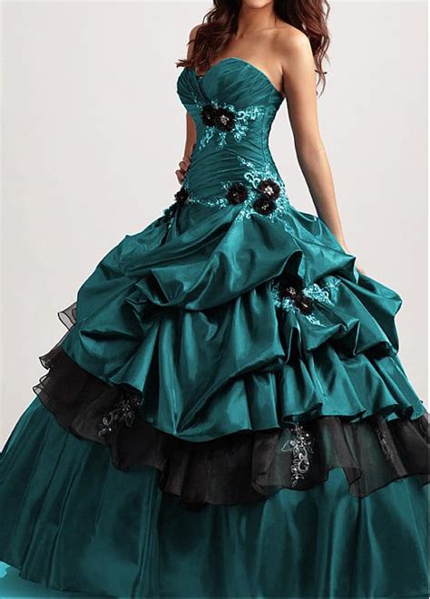 Turquoise is not only one of the best colors, refreshing and awakening, it's perfect for a beach wedding! Cecelle 2016 Stunning Vintage 1950s Teal Black Ball Gown ...