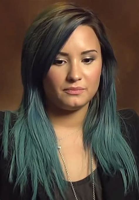Demi Lovato Straight Blue Angled Hairstyle Steal Her Style