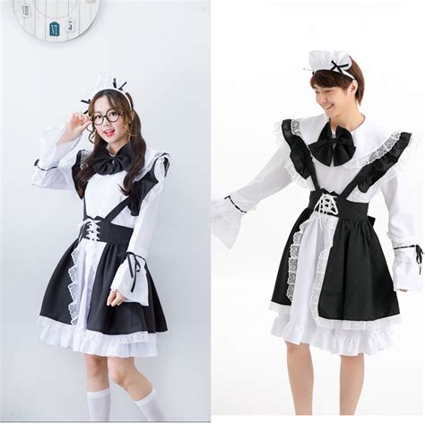 Japanese Anime Cosplay Couple Costume Men Women Halloween Party Cosplay Lovely Maid Lolita
