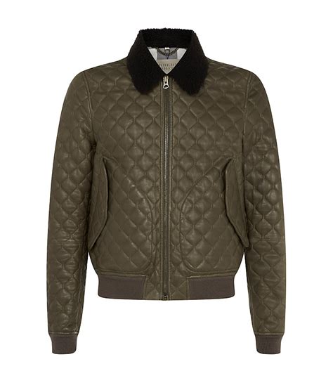 Burberry Brit Quilted Leather Bomber Jacket In Khaki For Men Lyst