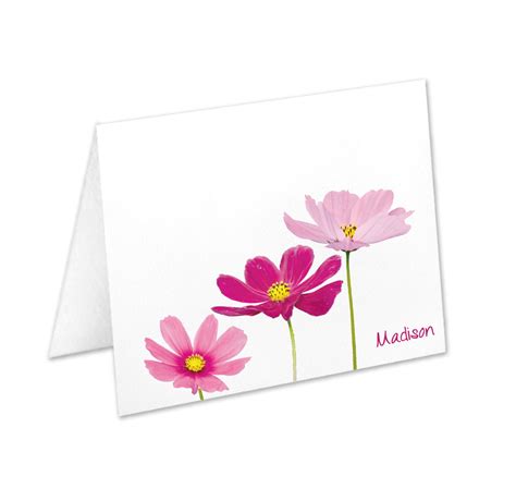 Personalized Flower Note Cards Stationery Set Pink Flowers Etsy