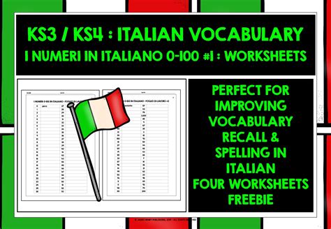 Italian Numbers 0 100 Worksheets Freebie 1 Teaching Resources
