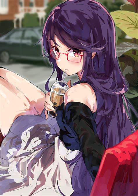 Long Hair Purple Hair Red Eyes Anime Anime Girls