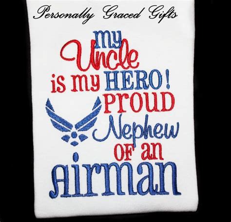 My Uncle Is My Hero Proud Nephew Of An Air Force Airman Custom Embroidered Shirt Or Bodysuit