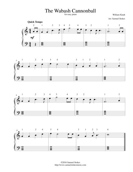 The Wabash Cannonball For Easy Piano Music Sheet Download