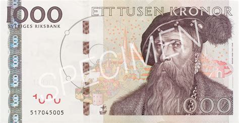 Sichtbares bild beider seiten einer banknote. Invalid 1000-krona banknote | Sveriges Riksbank