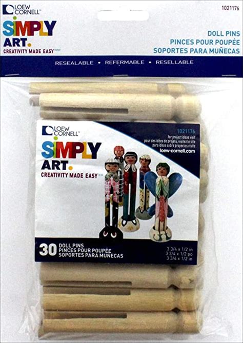 Loew Cornell Simply Art Wood Round Doll Pins 30 Ct