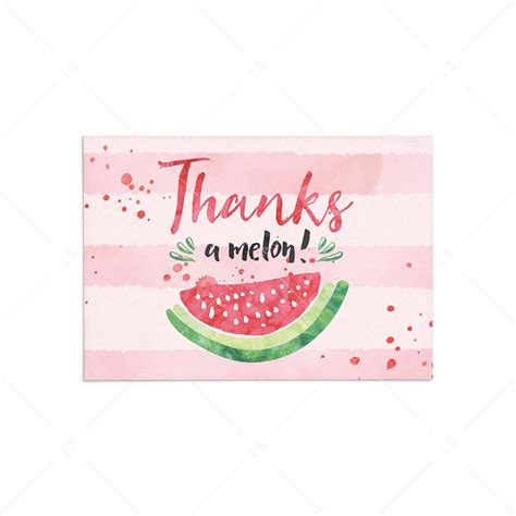 Thanks A Melon Printable Thank You Cards Instant Download Littlesizzle