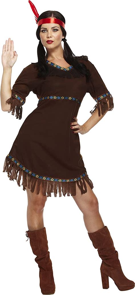 adult ladies sexy native american red indian squaw lady fancy dress one size pocahontas style