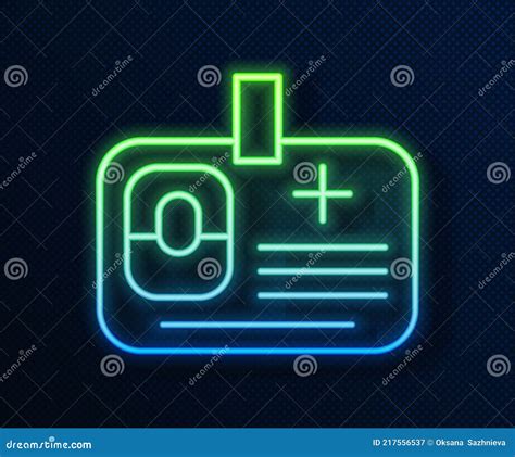 Glowing Neon Line Identification Badge Icon Isolated On Blue Background
