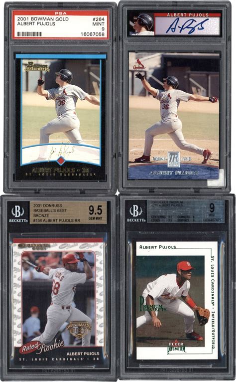 2001 Albert Pujols Psa And Bgs Graded Rookie Collection With Bowman Gold