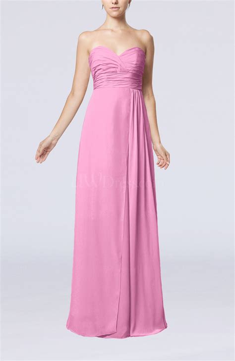 Pink Simple Empire Sweetheart Sleeveless Floor Length Bridesmaid Dresses