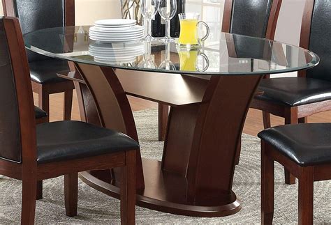 Furniture Of America Okeho Contemporary Oval Glass Top Dining Table