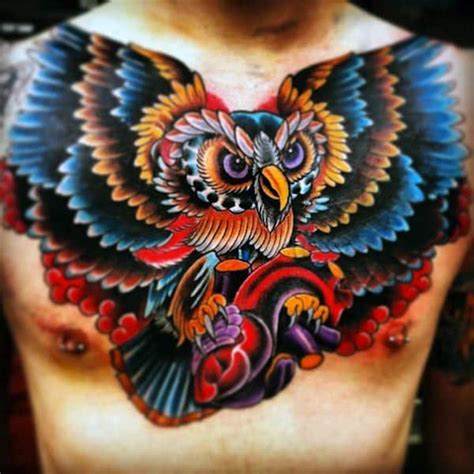 Colors of a rose can change the meaning of the tattoo as they bear different. 70 Owl Tattoos For Men - Creature Of The Night Designs