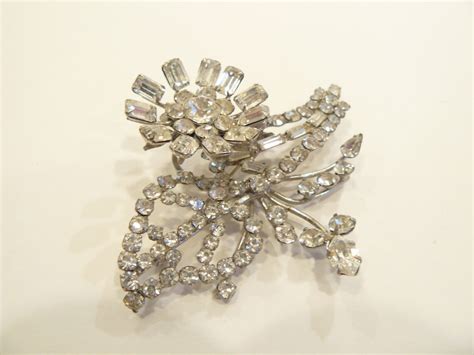 Gorgeous Vintage Rhinestone Flower Brooch Pin Made In Etsy
