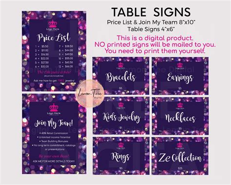 Jewelry Table Signs Jewelry Table Display Signs For Table Etsy