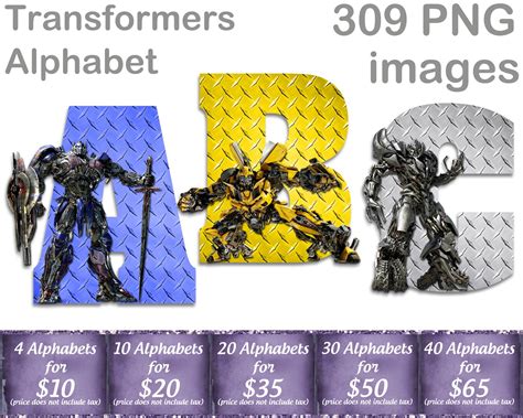 Transformers Alphabet Instant Download Digital Letters And Etsy