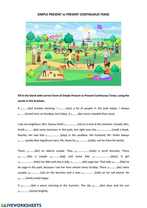 At The Park Interactive Worksheet English Lessons English As A