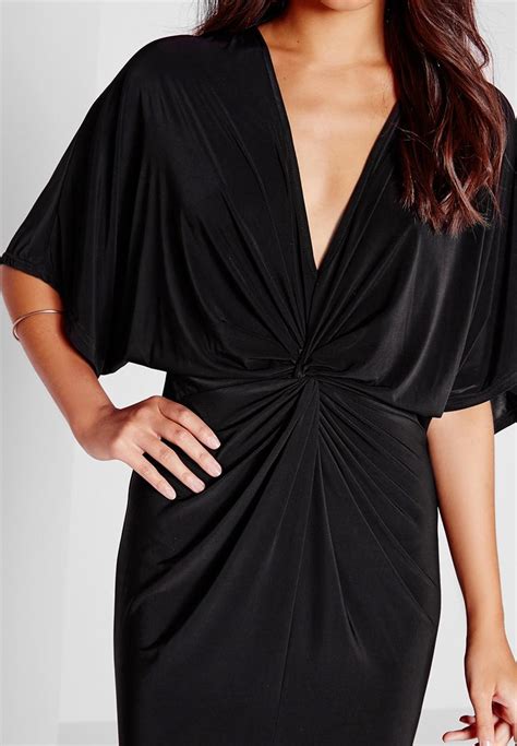 Kimono Sleeve Maxi Dress Black Missguided Occasion