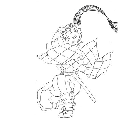 Tanjiro Outline coloring page - Download, Print or Color Online for Free