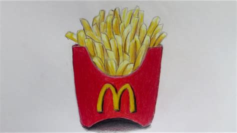 How to draw a cute bananacute food drawing by happydraw. Realistic McDonald's Fries (Speed Drawing) - YouTube