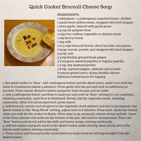 Chicken noodle soup defines comfort food, but that doesn't mean it has to take forever to make. Broccoli Cheese soup is one of my favorites and this ...