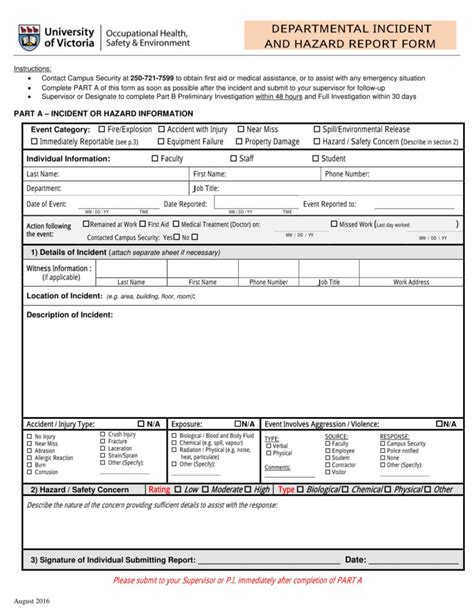 Free Hazard Report Forms In Ms Word Pdf For Hazard Incident