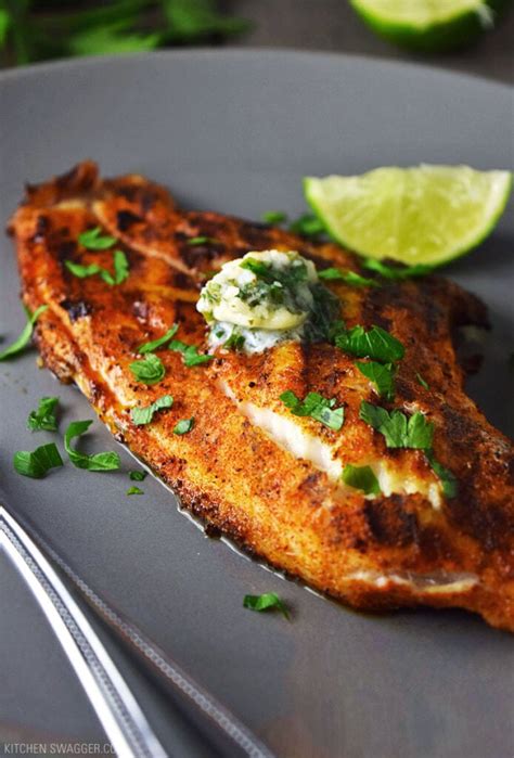 Info for main entrée item only. Grilled Blackened Catfish with Cilantro-Lime Butter Recipe ...