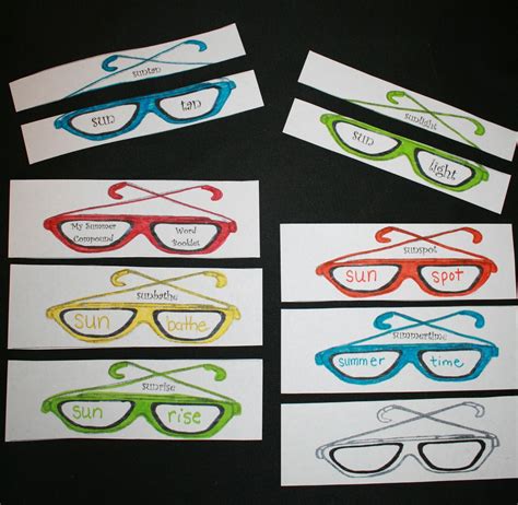 compound word sunglasses classroom freebies