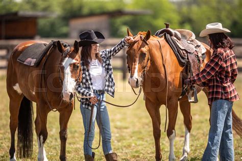 Cowgirl Equine Schönheit Stock Bild Colourbox