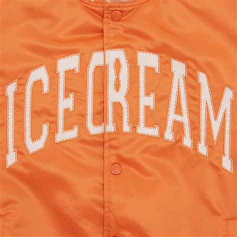 Satin Full Snap Icecream College Orange Bomber Jacket Jackets Masters