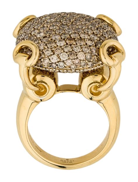 Gucci 18k Diamond Horsebit Ring Rings Guc148466 The Realreal