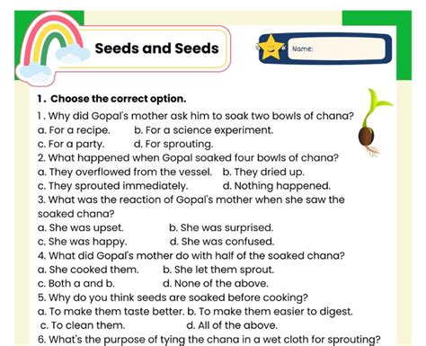 Seeds And Seeds Class 5 Worksheet With Answers Pdf A Comprehensive Guide