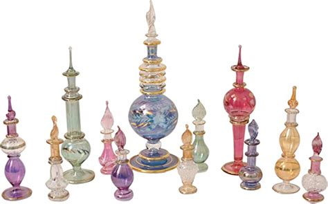 Craftsofegypt Egyptian Perfume Bottles Mix Collection A Set Of 12 Hand Blown Decorative Pyrex