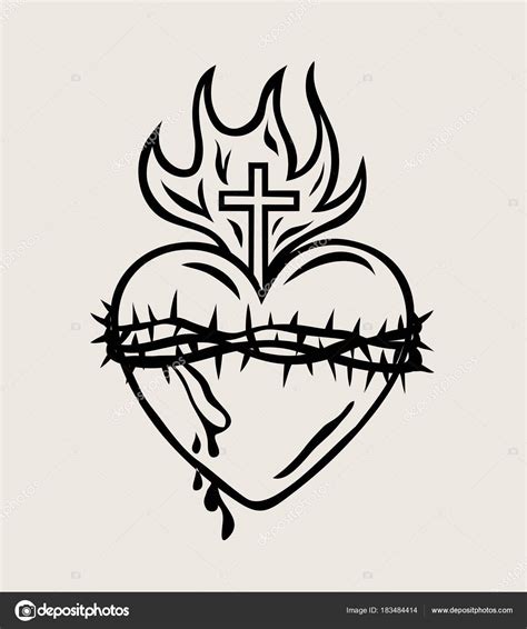 Página para colorir sagrado coração de jesus. Sagrado Coração Jesus Sketch Projeto Arte Vetorial — Vetor ...