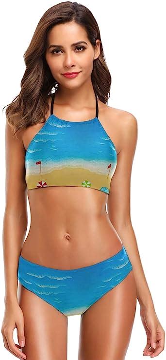 Amazon Womens High Neck Halter Bikini Set Swimsuit My XXX Hot Girl
