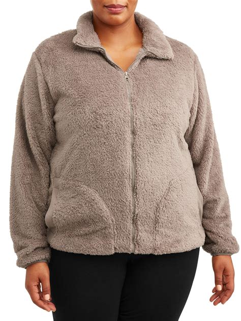 Bsp Womens Plus Size Sherpa Full Zip Fleece Jacket
