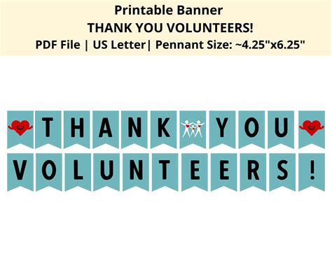 Thank You Volunteers Banner Printable Volunteer Appreciation Etsy