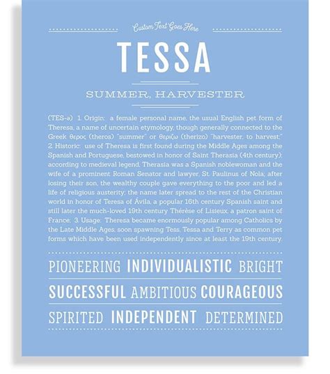 Once Upon A Timethe Name Tessa Came To Be Our Personalized Art Print