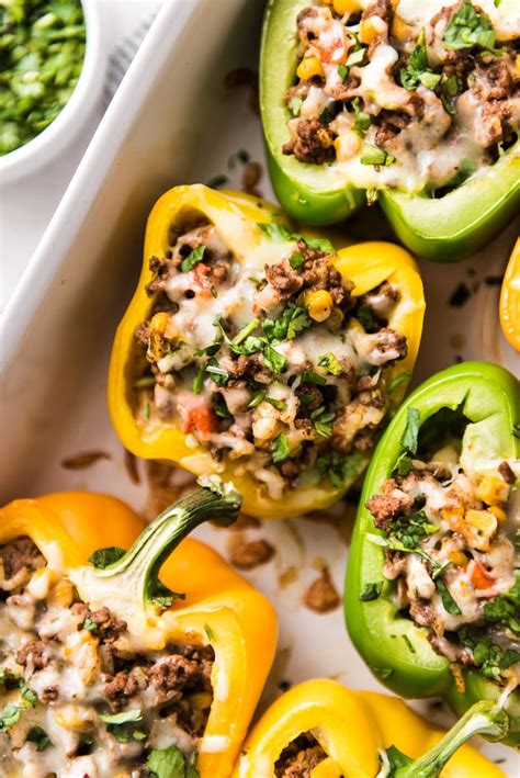 No oil is used in our version of mexican rice. Mexican Stuffed Peppers - Isabel Eats {Easy Mexican Recipes}