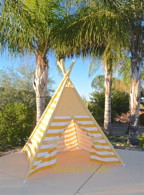 Yellow White Teepee Ready To Ship Fort Tent Indoor