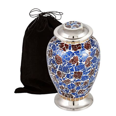 Mosaic Cracked Glass Cremation Urn For Human Ashes Adult Funeral Urn