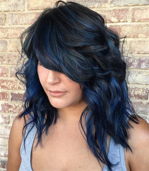 Layered Hairstyle For Blue Black Hair Blue Black Hair Dye Hair Color