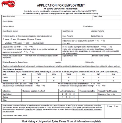 I interviewed at red lobster. Red Lobster Job Application Form | Printable Job Application