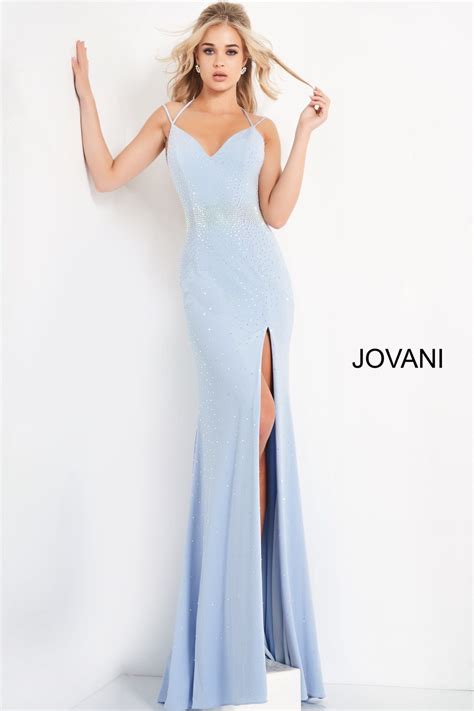 Jovani 06209 Light Blue Backless Fitted Prom Dress In 2021 Prom